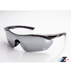 【Z-POLS】亮面黑TR90頂級材質框 抗UV400 PC電鍍水銀黑運動太陽眼鏡