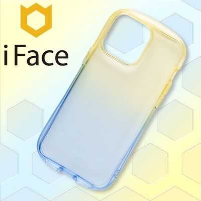 日本 iFace iPhone 14 Pro Max Look in Clear Lolly 抗衝擊透色糖果保護殼 - 藍寶檸檬色