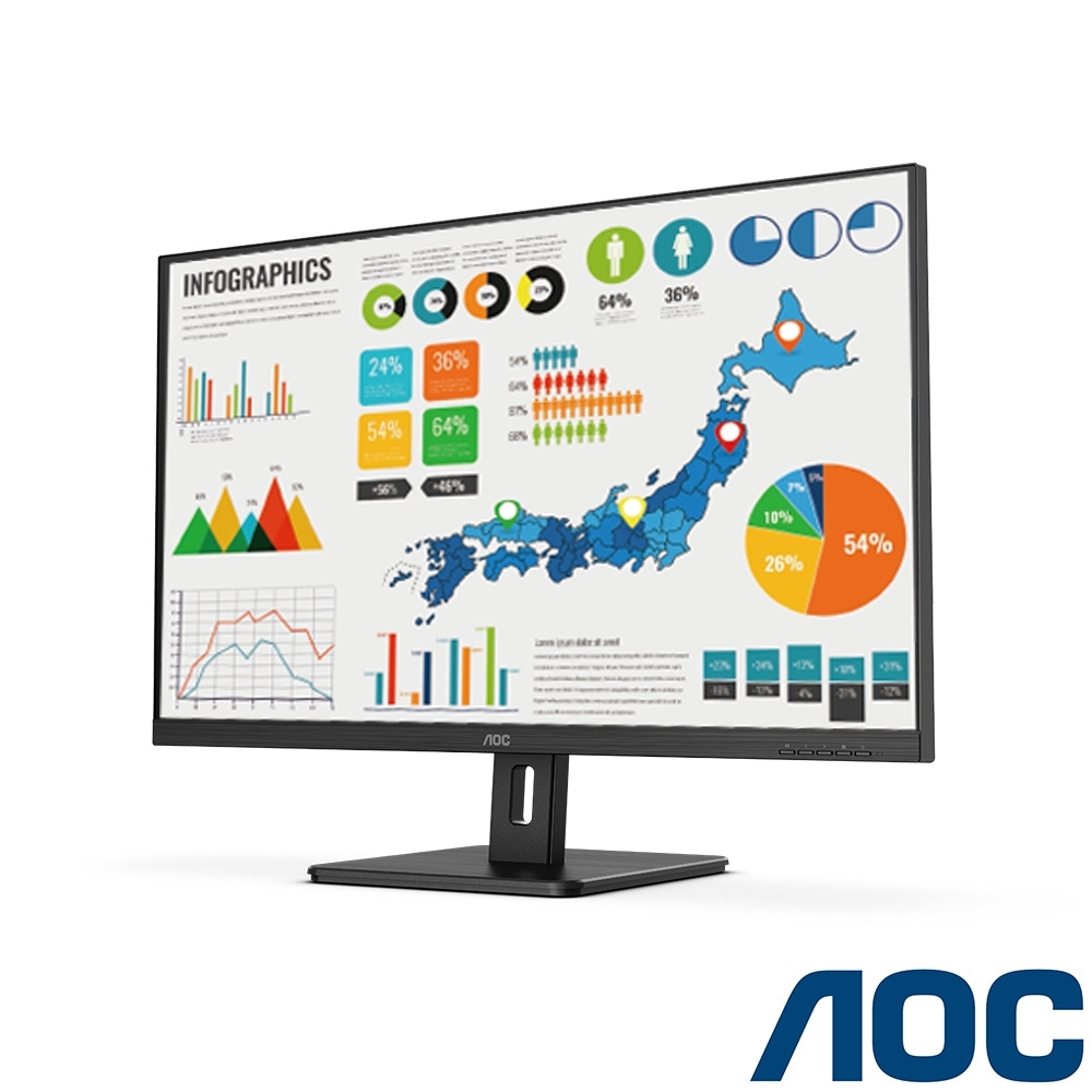 AOC U32E2N 32型 UHD高解析窄邊廣視角液晶顯示器 內建喇叭 HDR HDMI