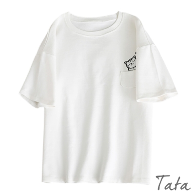 口袋貓咪T恤上衣 TATA-(S~XL)