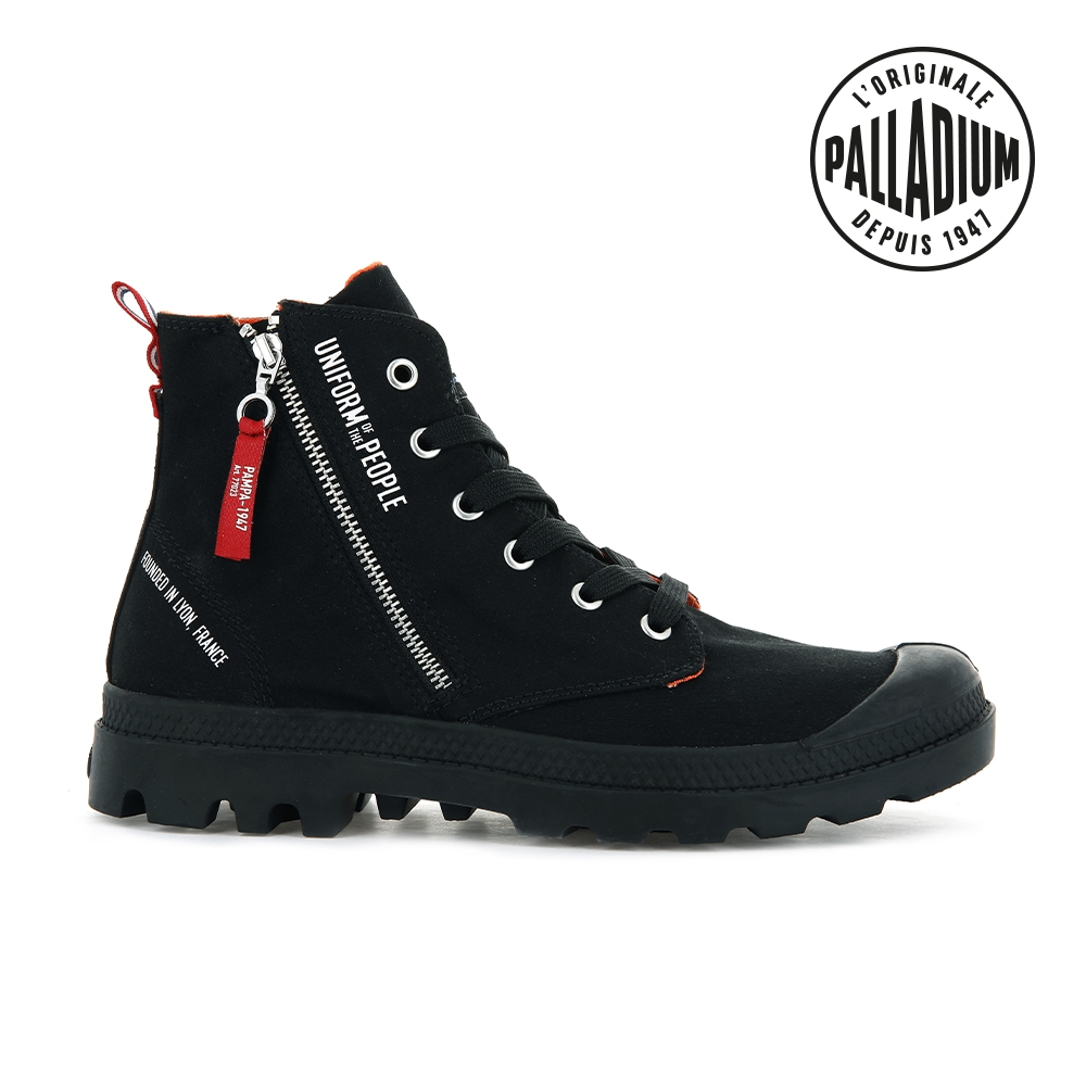 PALLADIUM PAMPA HI OUT PUOTP拉鍊帆布靴-中性-黑