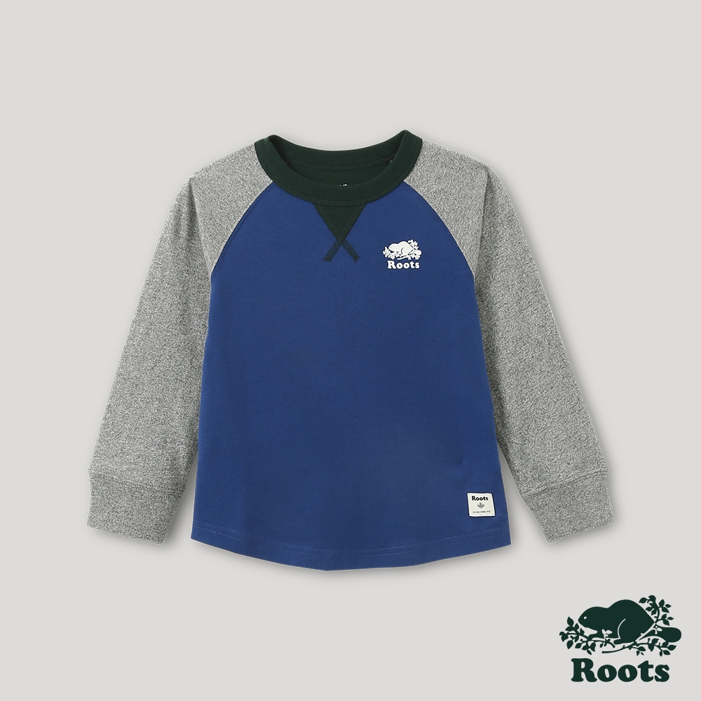 Roots小童-熱血曲棍球系列 撞色長袖T恤-藍色