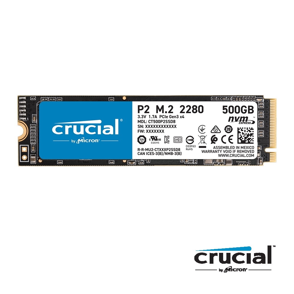 美光 Micron Crucial P2 500G NVMe M.2 PCIe 2280 SSD 固態硬碟 500GB