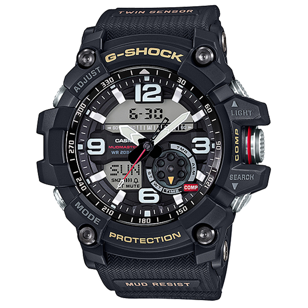 G-SHOCK 全方位防塵泥雙傳感器休閒運動錶(GG-1000-1A)帆布黑/55.3mm