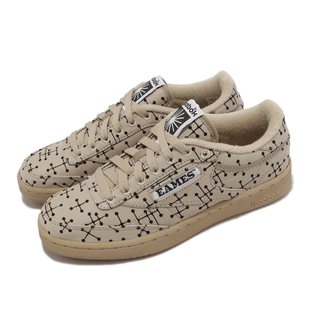 Reebok 休閒鞋 Club C 85 男女鞋 卡其 黑 帆布 Eames Office 聯名款 印花 復古 GY1069