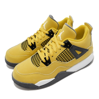 Nike 休閒鞋 Jordan 4 Retro PS 童鞋 經典款 喬丹4代 復刻 中童 閃電 黃 黑 BQ7669-700