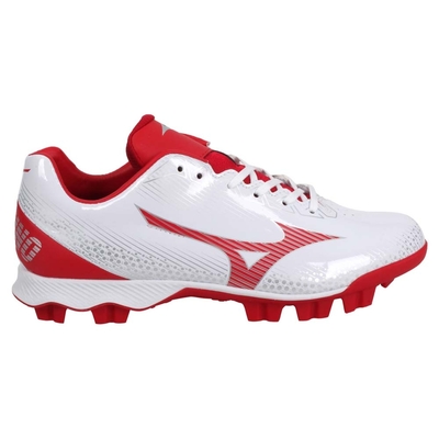 MIZUNO WAVE LIGHTREVO男棒壘球鞋-WIDE-寬楦 美津濃 11GP222162 白紅