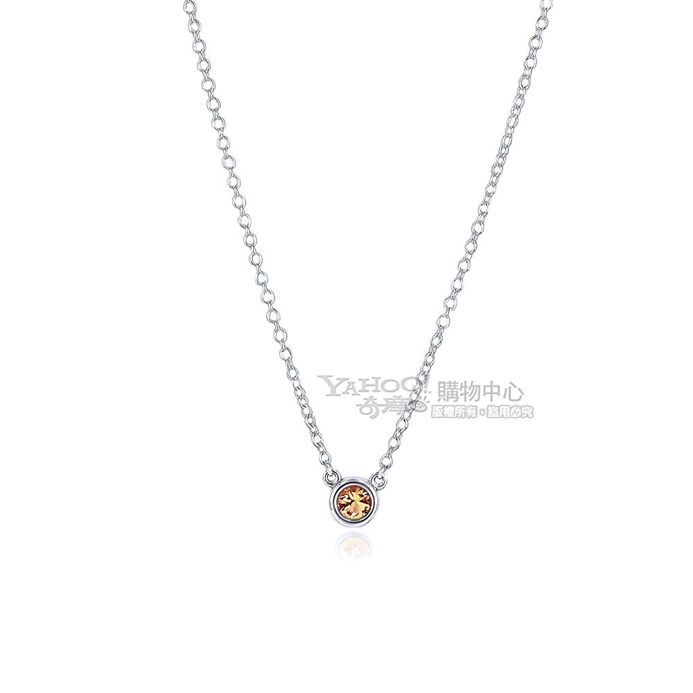 TIFFANY&Co. 0.14克拉圓形黃水晶925純銀項鍊