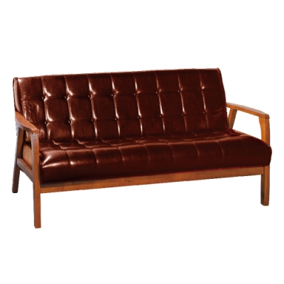 文創集 法格西時尚皮革實木三人座沙發椅(二色可選)-163x80x80cm免組