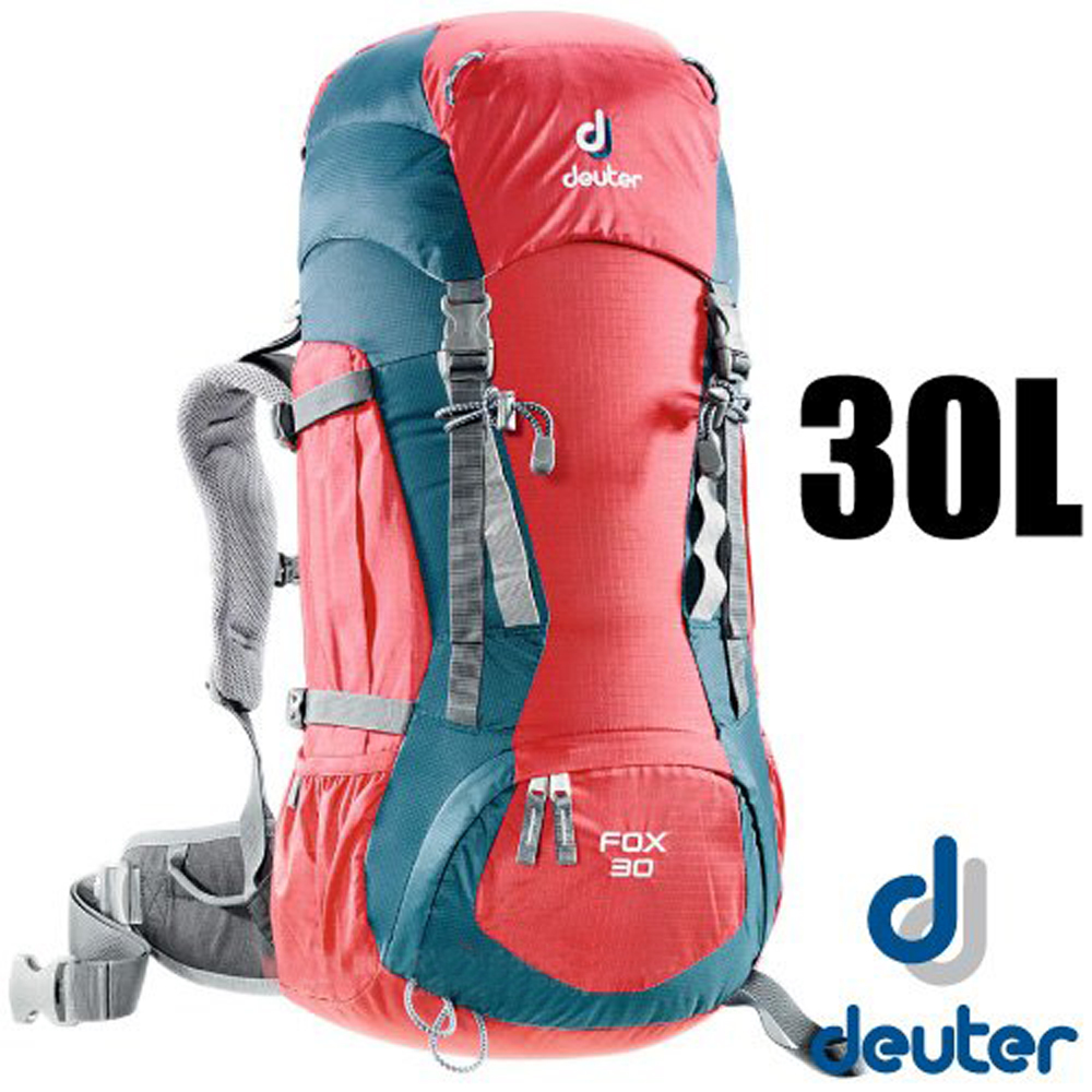 Deuter FOX 30+4L 防潑水輕量高山拔熱透氣背包_紅/深藍