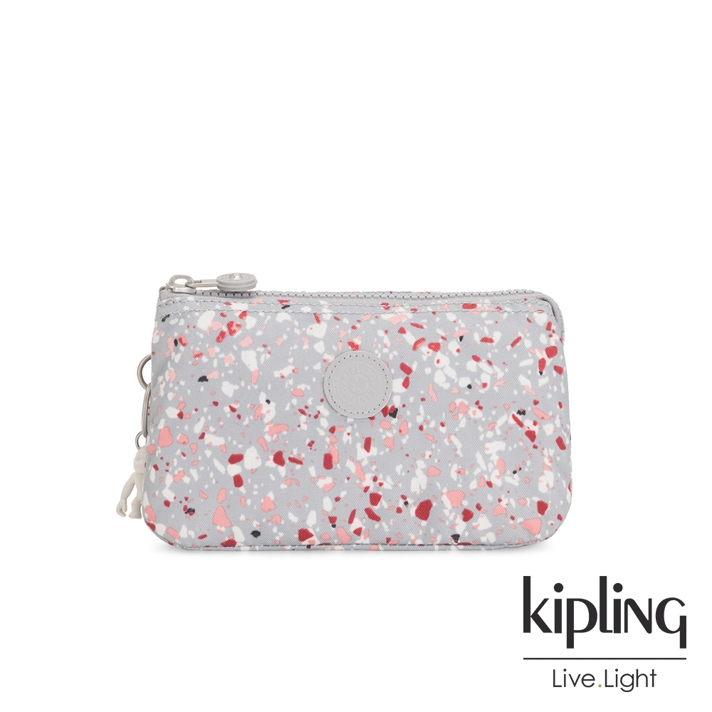 Kipling 繽紛水磨石圖樣三夾層配件包-CREATIVITY L