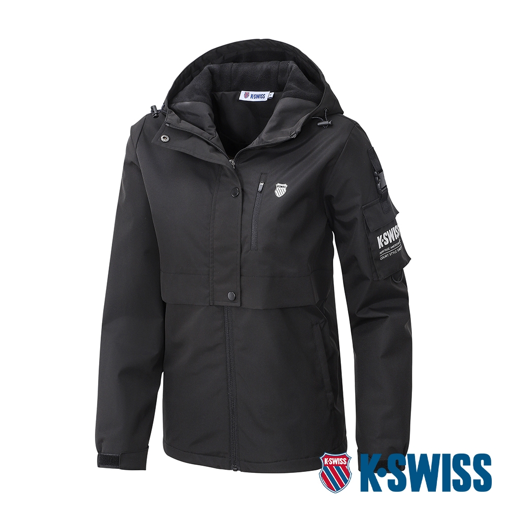 K-SWISS  Windbreaker 刷毛防風外套-女-黑