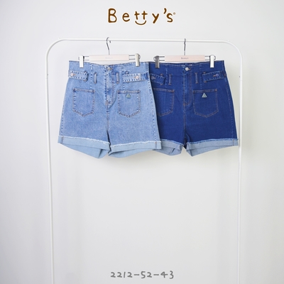 betty’s專櫃款　高腰牛仔反摺短褲 (淺藍)