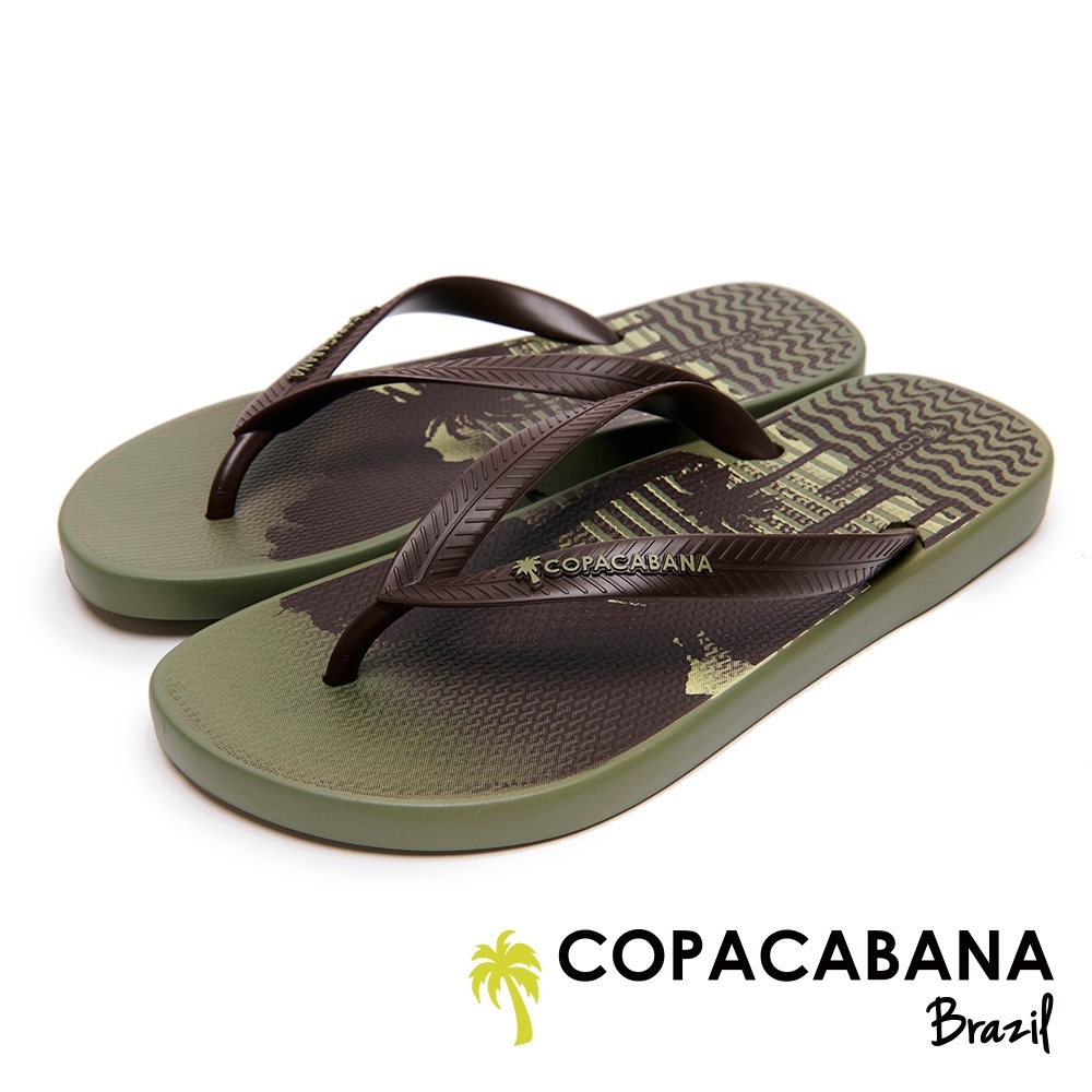 Copacabana 巴西海灘棕櫚樹人字鞋-墨綠