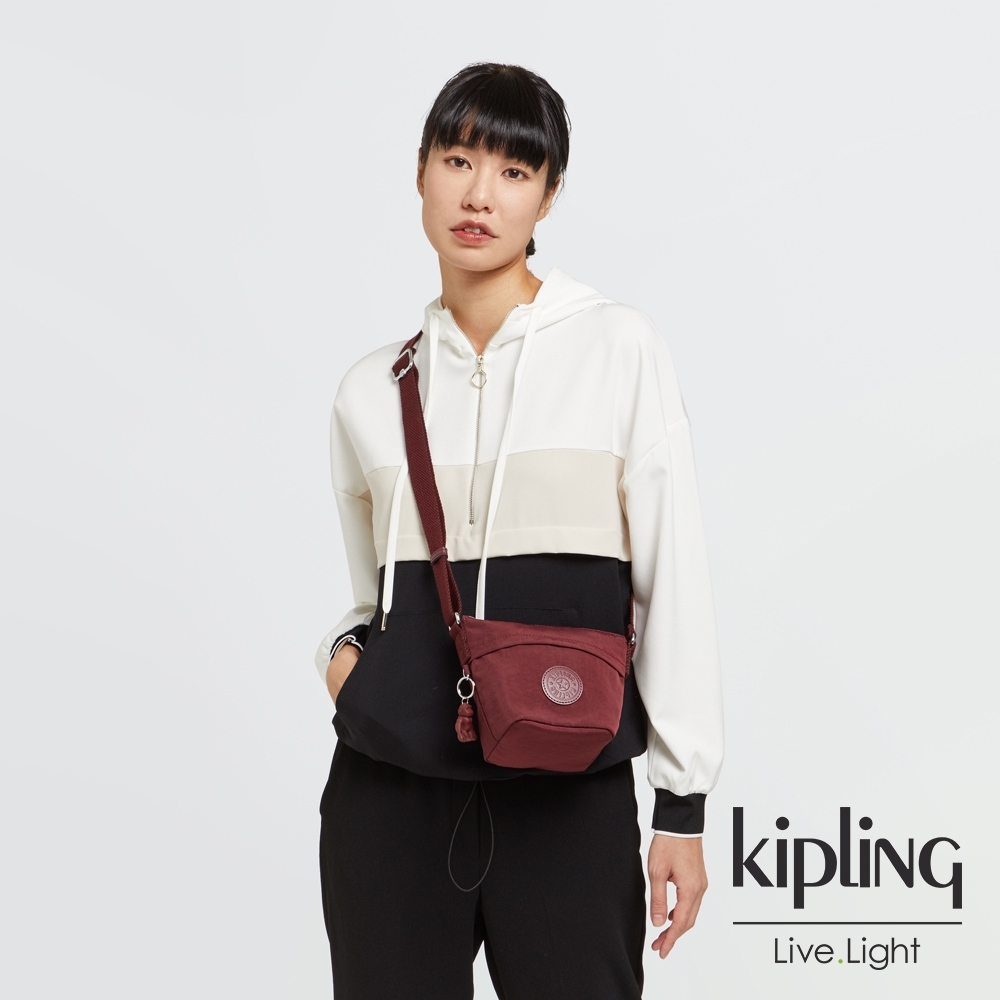 Kipling 迷人微醺紅大開口簡約肩背包-SONJA MINI