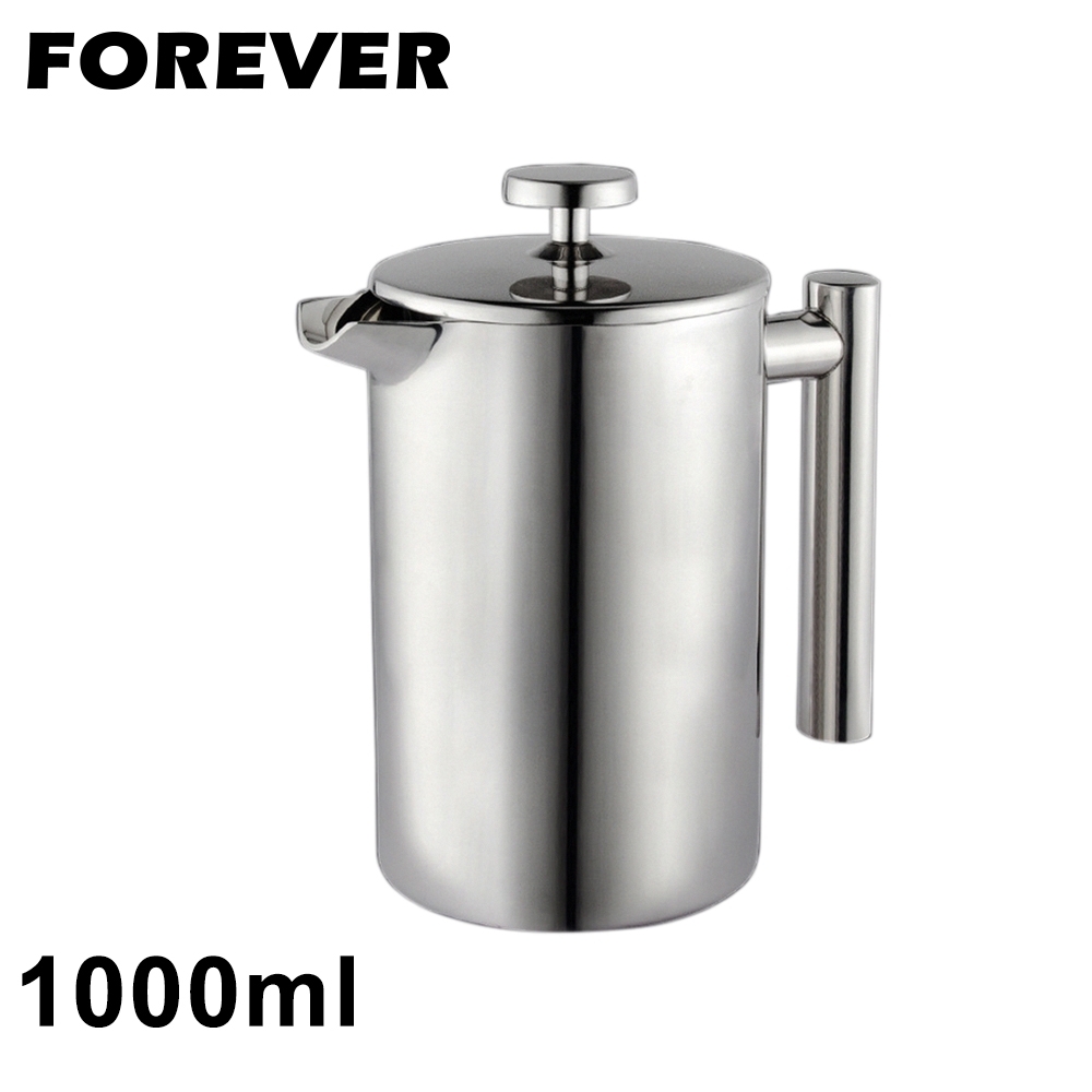 日本FOREVER 304不鏽鋼雙層法式濾壓壺1000ML