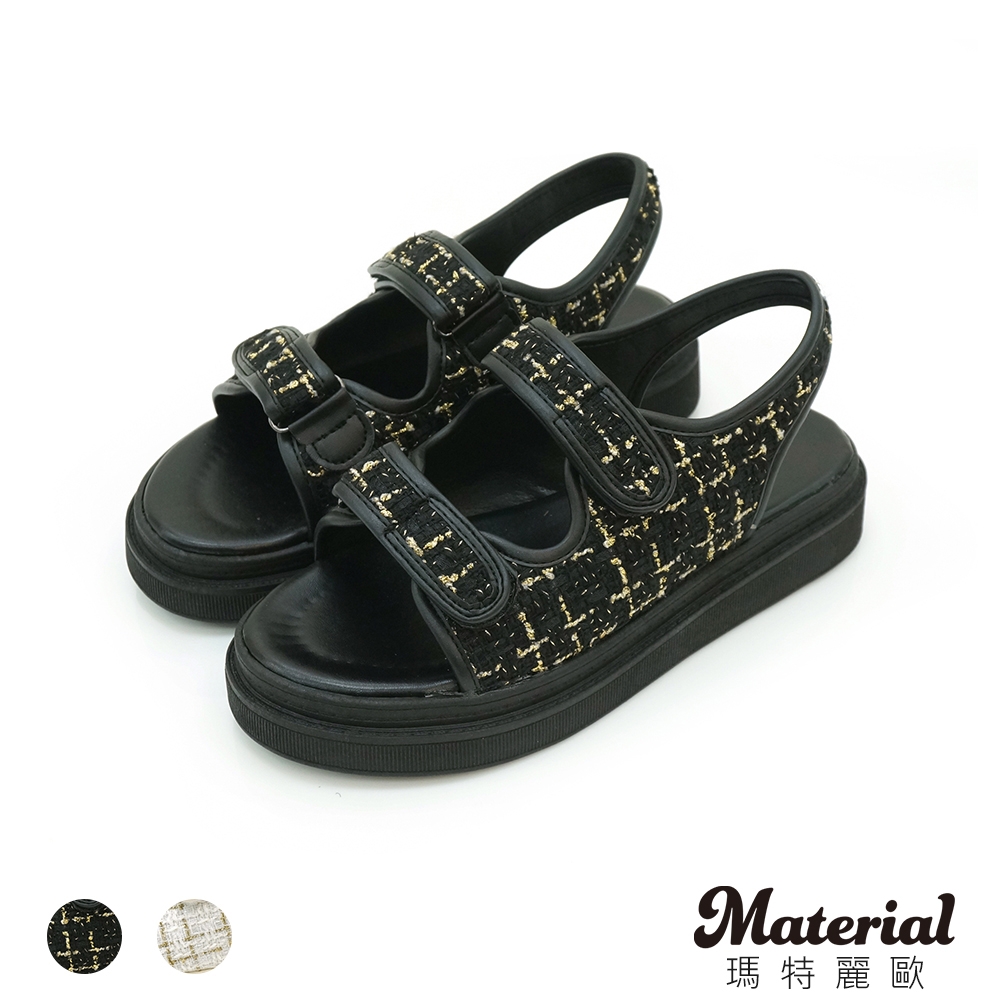 Material瑪特麗歐 涼鞋 MIT拼接雙帶厚底涼鞋 T5670