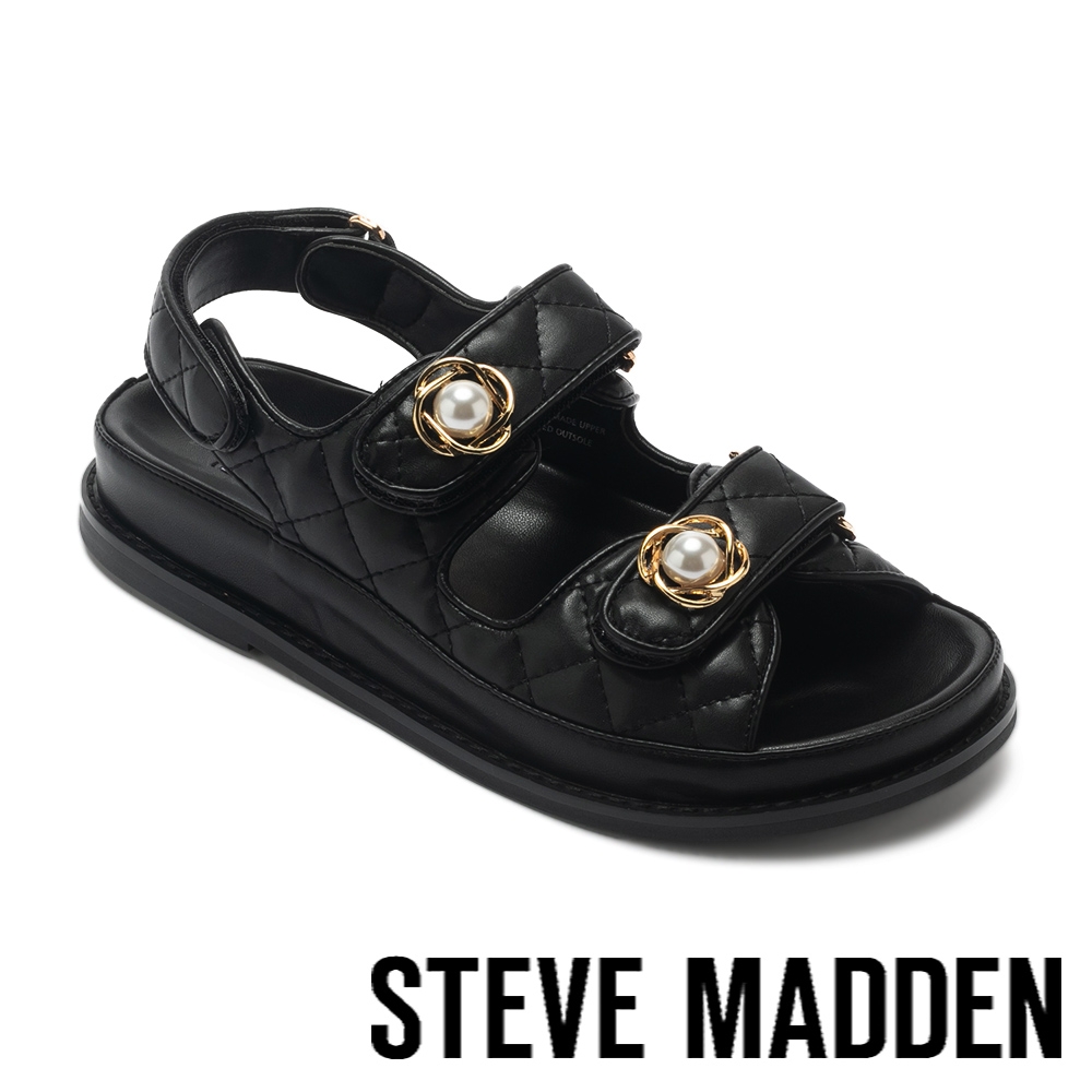 STEVE MADDEN-TMBER 菱格紋魔鬼沾涼鞋-黑色