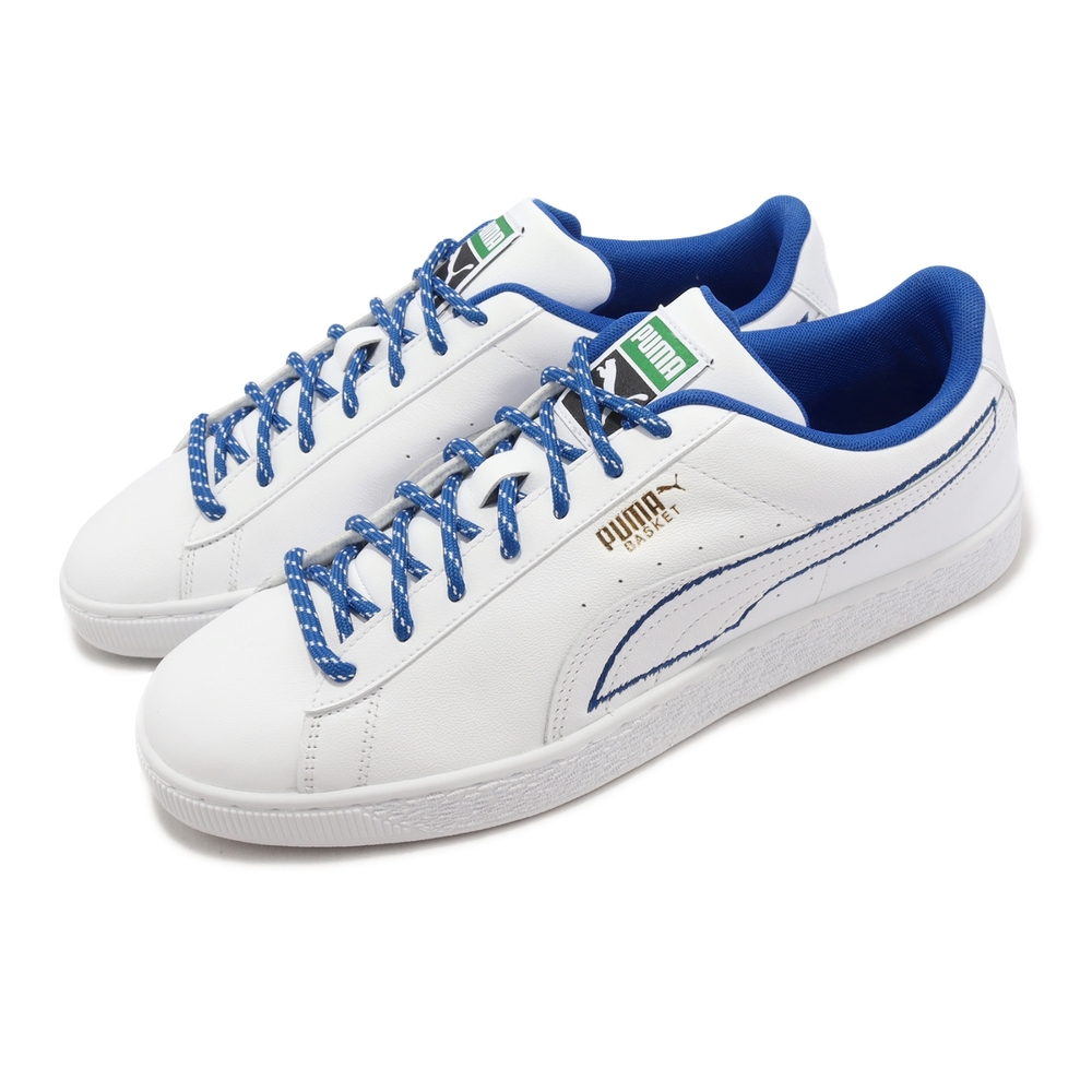 Puma 休閒鞋 Basket New Heritage 白 藍 男鞋 小白鞋 拼接Logo 皮革 經典款 38086901