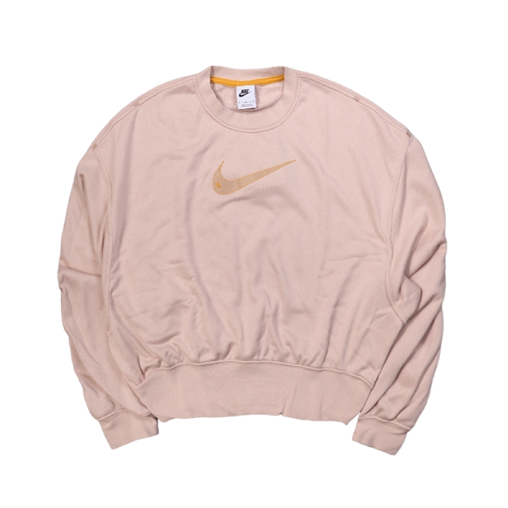 Nike 大學T NSW Swoosh Sweatshirts 女款 運動休閒 抽繩 落肩 寬鬆 穿搭 粉 橘 DO7212-601