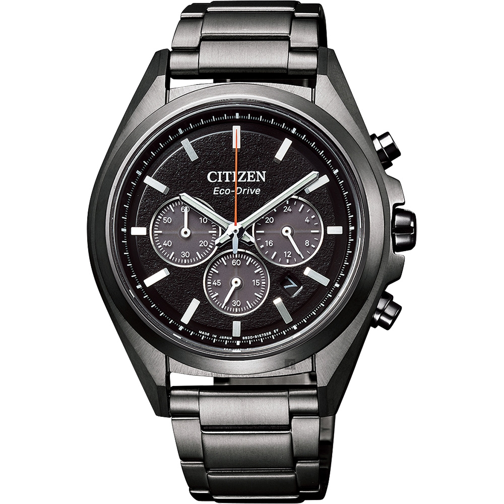 CITIZEN 星辰 光動能超級鈦計時手錶-黑/41mm CA4394-54E