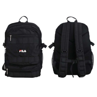 FILA 大容量工裝風後背包-肩背包 雙肩包 旅行包 BPU-9000-BK 黑白紅