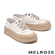 休閒鞋 MELROSE 美樂斯 潮流數字造型鞋帶牛皮QQ厚底休閒鞋－米 product thumbnail 1