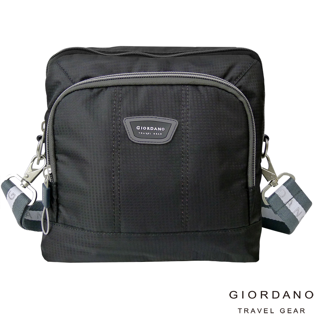 GIORDANO 佐丹奴格休閒格紋雙色斜側背包(黑)