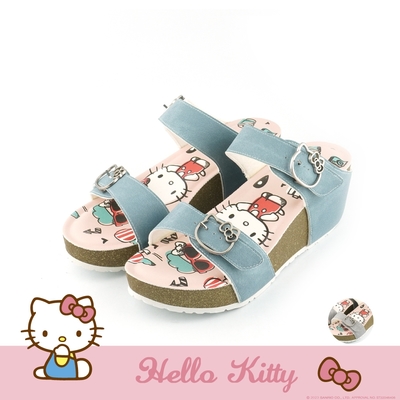 HELLO KITTY艾樂跑女鞋-厚底輕量涼拖鞋-灰/藍(923007)