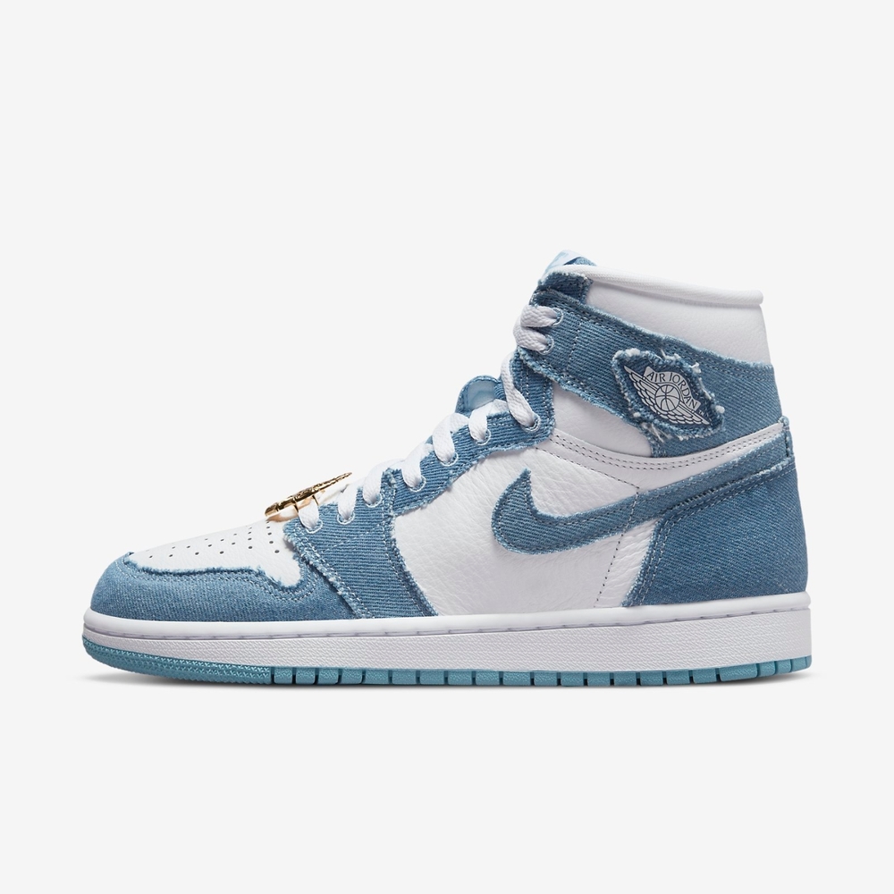 Nike Wmns Air Jordan 1 Retro HI OG 女鞋單寧藍皮革水洗AJ1 高