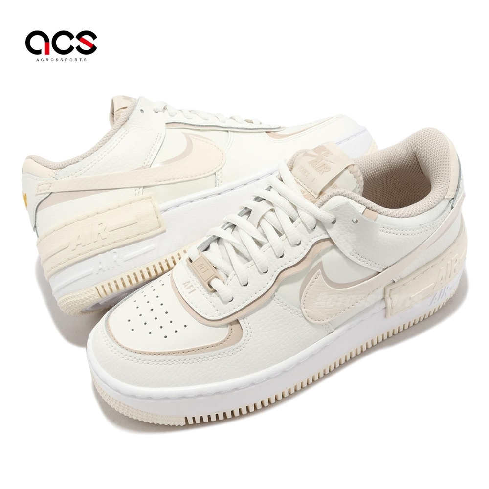 Nike 休閒鞋Wmns AF1 Shadow 女鞋米白奶油解構經典低筒拼接FQ6871-111