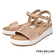 TINO BELLINI 歐洲進口全真皮閃鑽寬帶厚底涼鞋FSOO007(粉橘) product thumbnail 1
