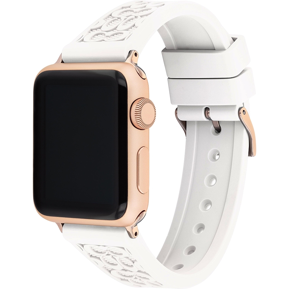 COACH Apple Watch 錶帶 38/40mm 適用 矽膠錶帶 送禮首選- 白色x玫瑰金(不含手錶)