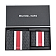 MK MICHAEL KORS GIFTING直紋滿版對開短夾(附證件夾)禮盒組-黑/紅 product thumbnail 1