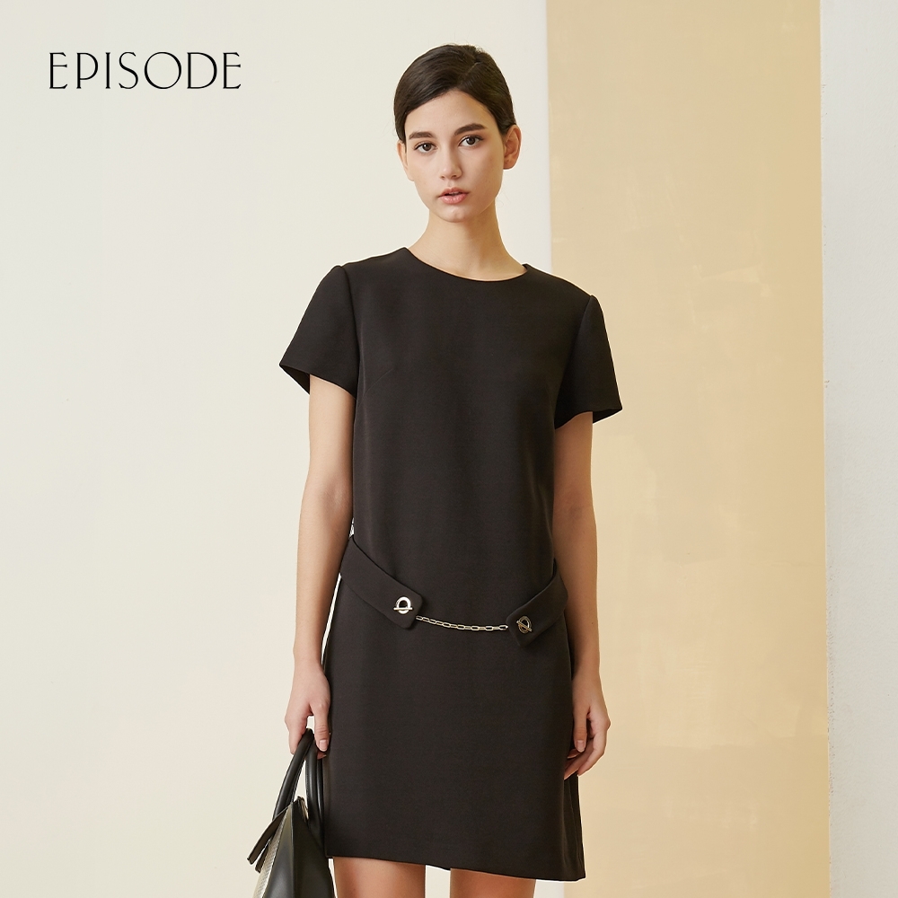 EPISODE - 素雅簡約精緻洋氣短袖洋裝（黑）