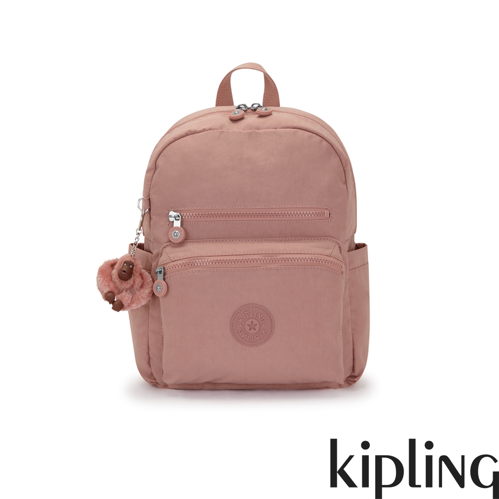 Kipling 乾燥藕粉色雙前袋後背包-JUDY M