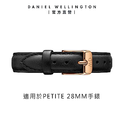 Daniel Wellington DW 錶帶 Petite Sheffield 12mm爵士黑真皮錶帶-玫瑰金 DW00200183