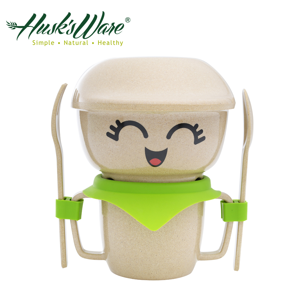 美國Husk’s ware 稻殼天然環保兒童餐具經典人偶迷你款-綠色