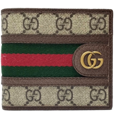 【GUCCI 古馳】597606 經典GG Ophidia 8卡對開短夾(棕色)