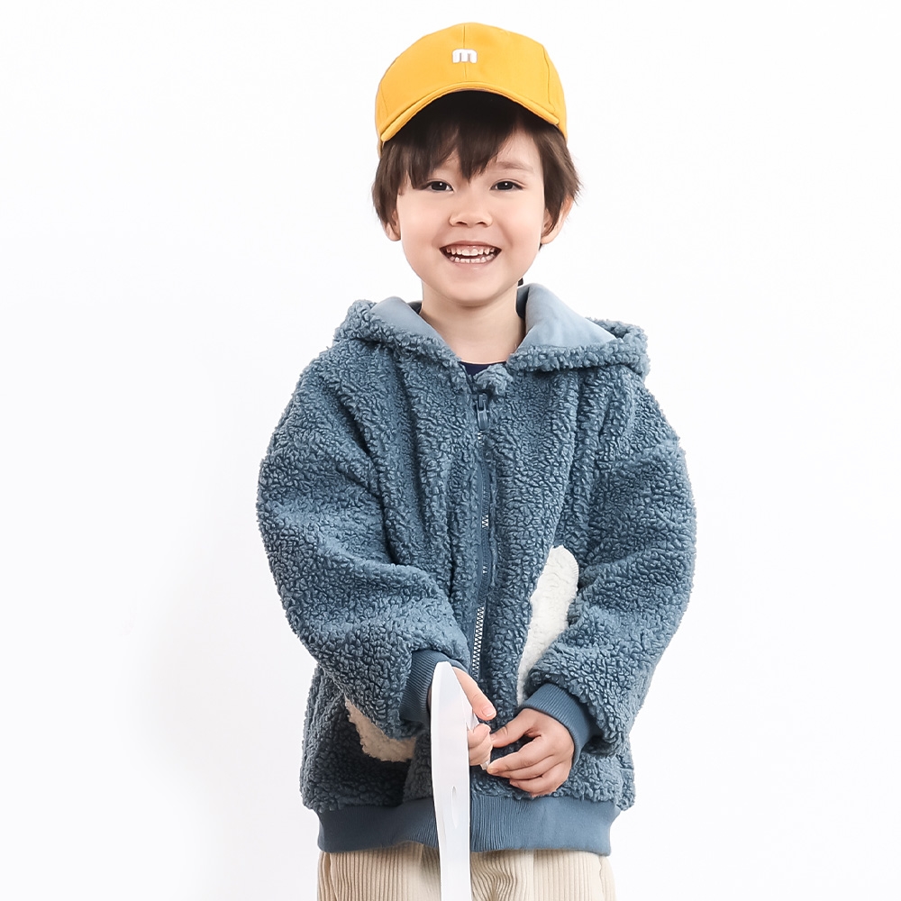 【Little moni】小童冬日暖洋洋雙面絨口袋羊羔絨連帽外套(100~130CM)