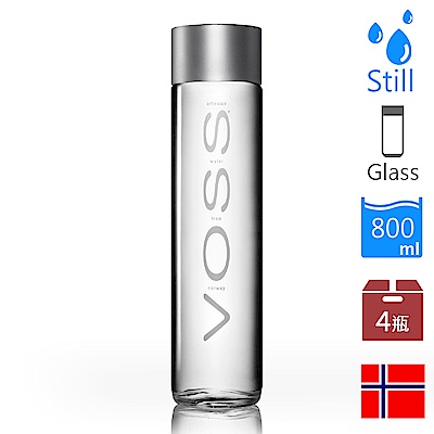 VOSS 芙絲 挪威礦泉水(800mlx4)-銀蓋玻璃瓶