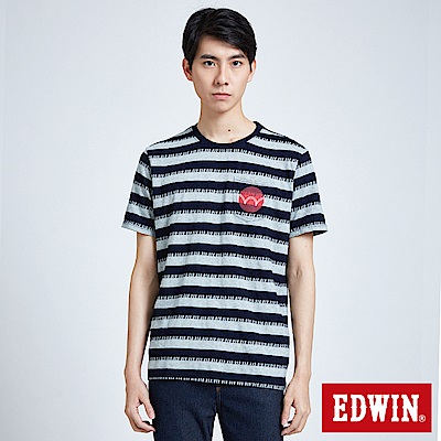 EDWIN 築地系列INDIGO寬條口袋短袖T恤-男-原藍磨