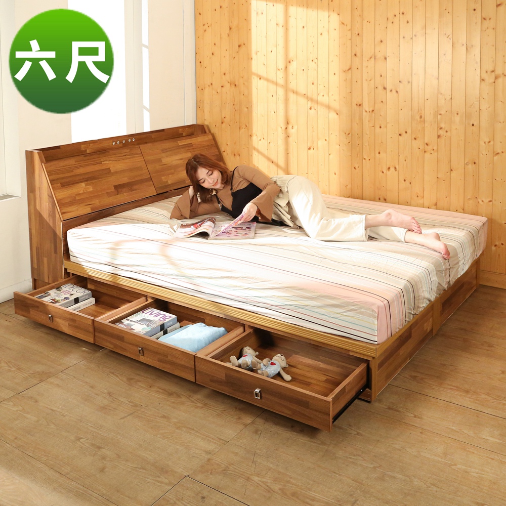 BuyJM拼接木系列雙人加大6尺2件式房間組(床頭箱+6抽床底)-免組