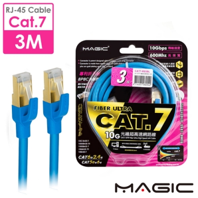 MAGIC Cat.7 SFTP圓線26AWG光纖超高速網路線(專利折不斷接頭)-3M