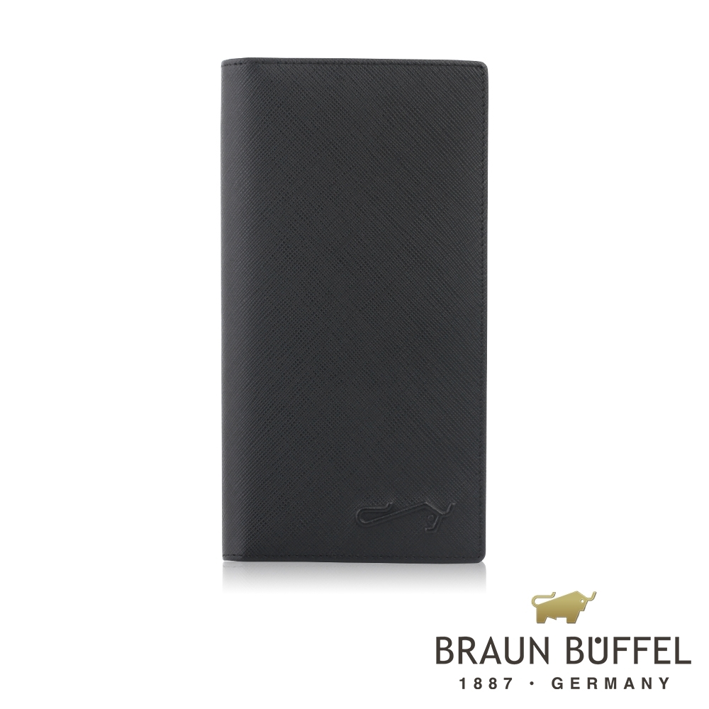 【BRAUN BUFFEL 德國小金牛】台灣總代理 大富翁-II 15卡拉鍊零錢袋長夾-黑色/BF356-631-BK