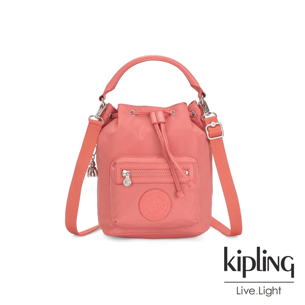 Kipling 粉嫩珊瑚橘都會多用途水桶手提側背包-VIOLET S