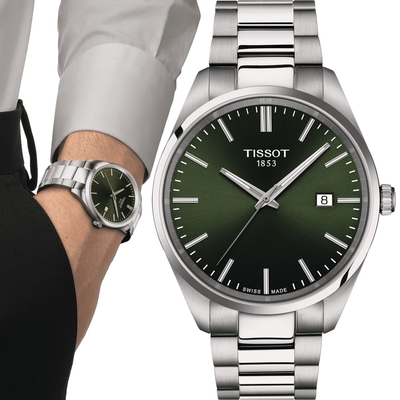 TISSOT 天梭錶官方授權 PR 100 簡約時尚男錶-T1504101109100/綠40mm 送禮推薦