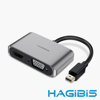 HAGiBiS Mini DP轉HDMI/VGA/AUX高畫質影音轉接器