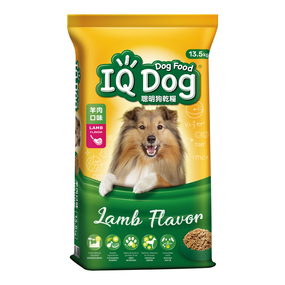 IQ Dog 聰明乾狗糧 - 羊肉口味成犬配方 13.5kg