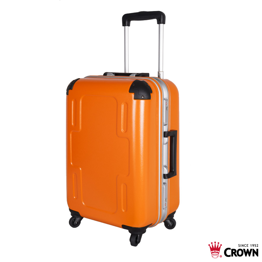CROWN 皇冠  27吋鋁框相 荷蘭橘 旅行箱行李箱 十字造型拉桿箱